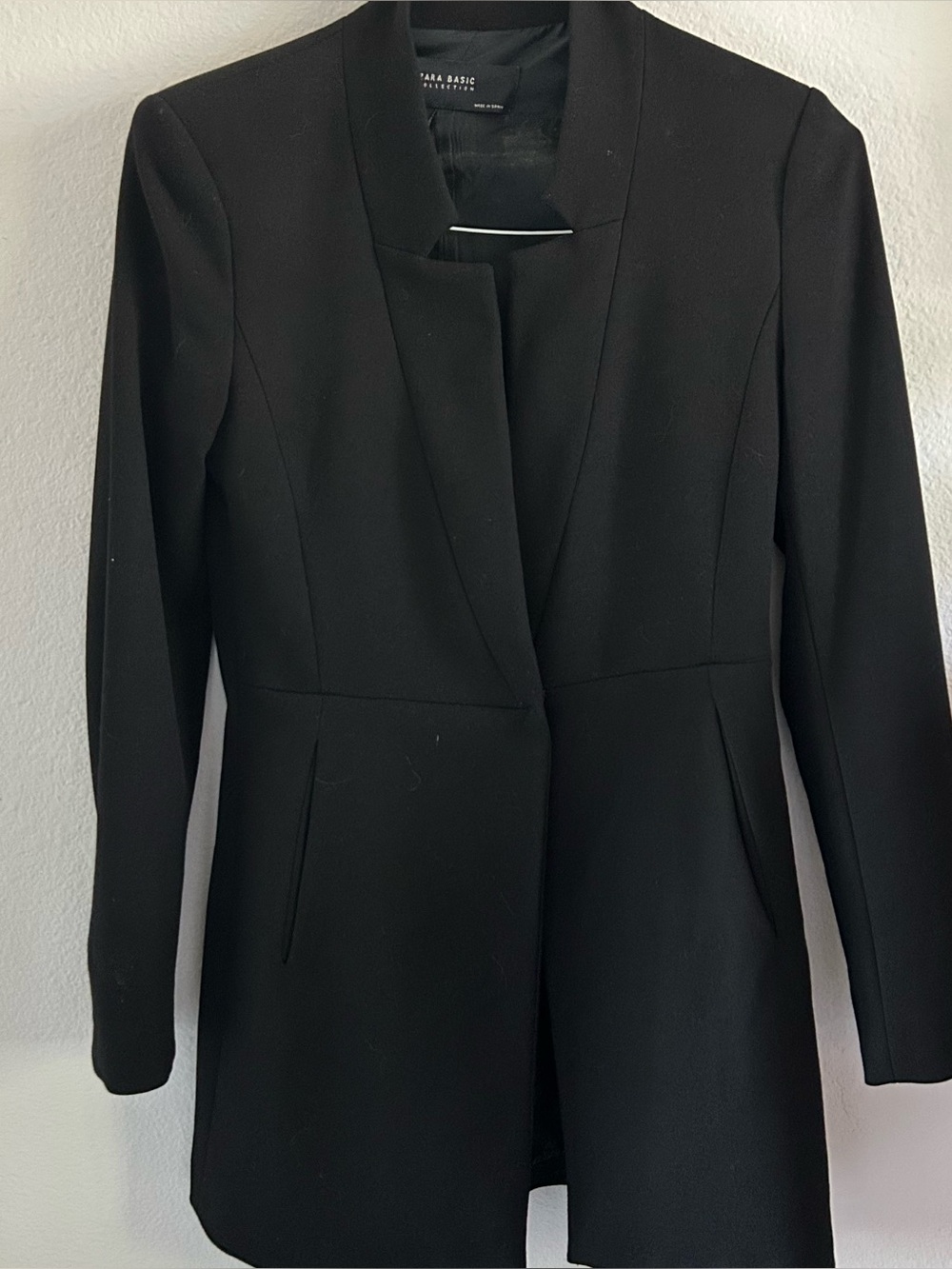 Zara Basic Black Longline Open Front Blazer Size S